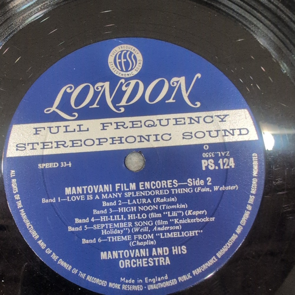 Mantovani Film Encores Volume 1 Vinyl LP London Records PS 124 Stereophonic - Picture 6 of 6